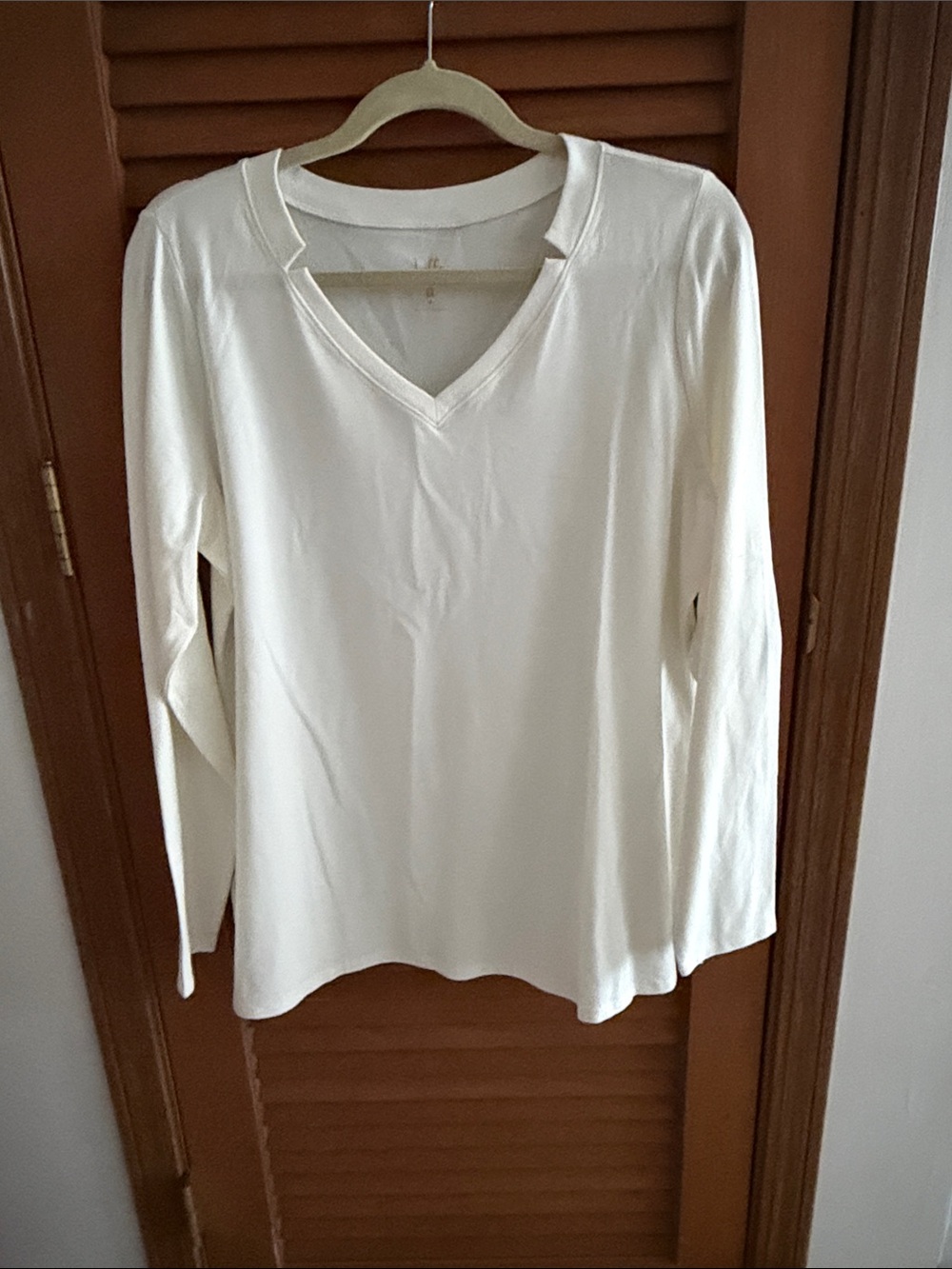 Belle by Kim Gravel Cream V-Neck Long Sleeve Top